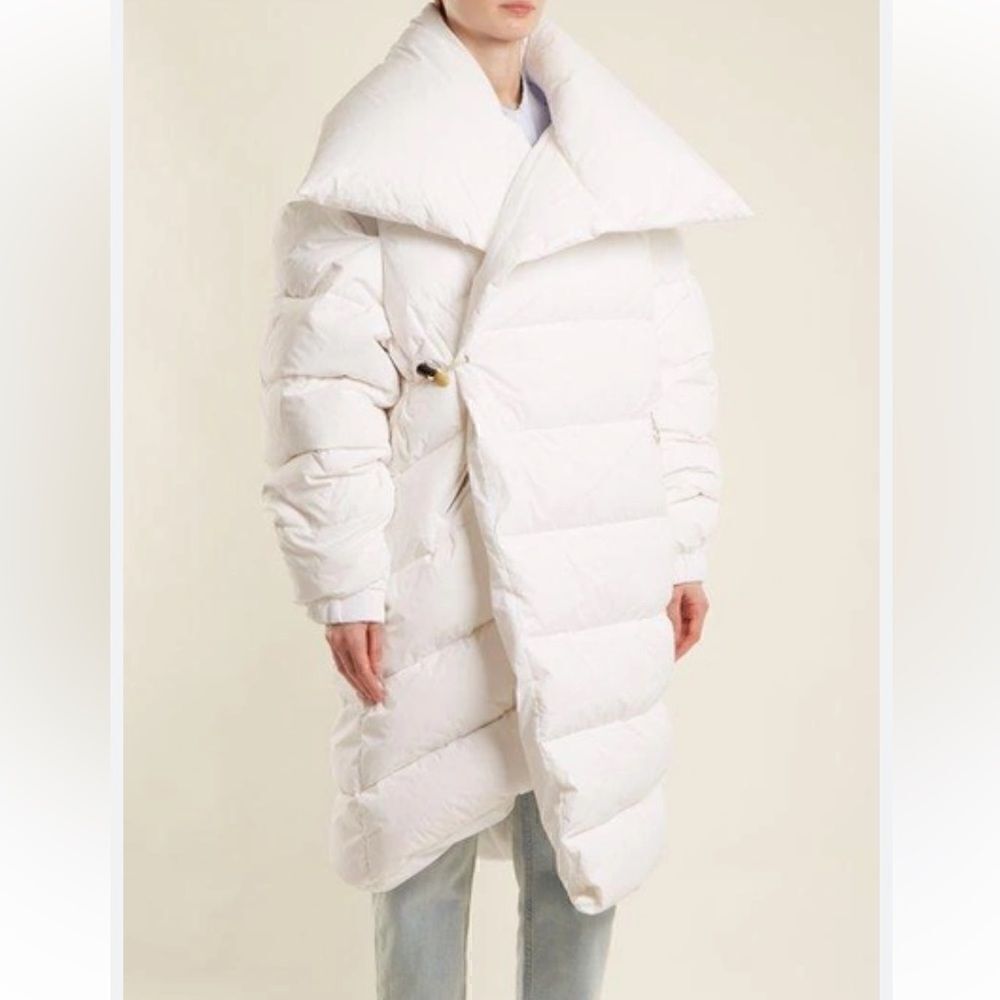 $1300 Marques' Almeida Asymmetric Quilted Down Coat White sz XS VERY OVERSIZED